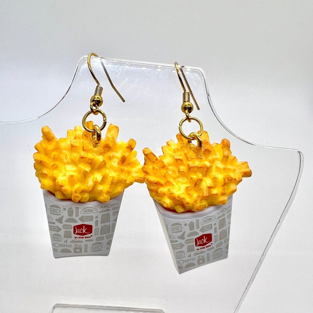 French Fries Earrings - Fry Earrings - Fast Food Earrings - Jack In The Box